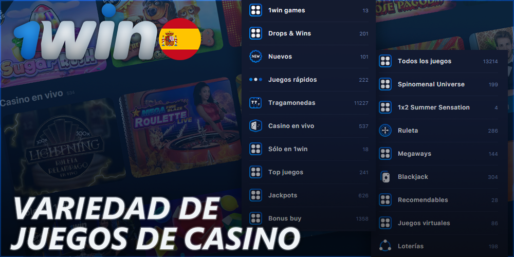 Variedad de juegos en el casino 1Win