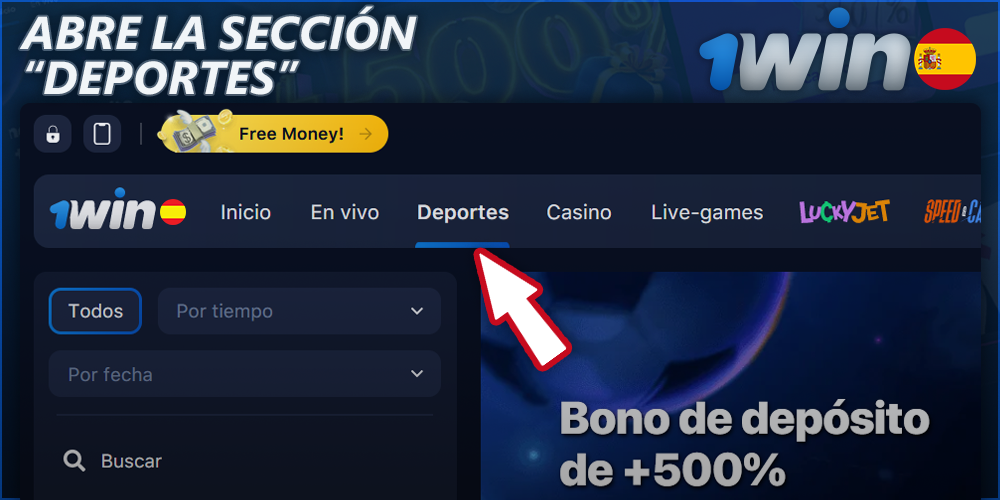 Sección de deportes en 1Win