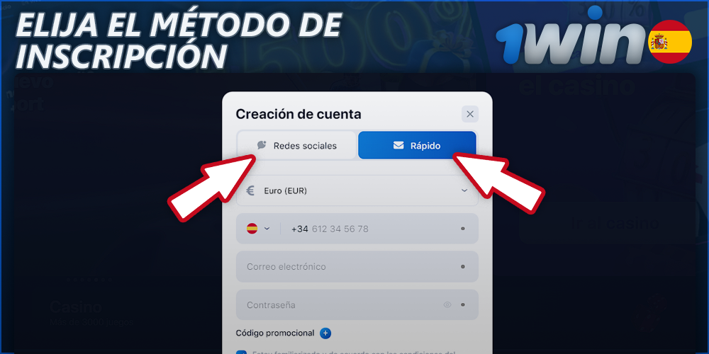 Métodos de registro para 1Win