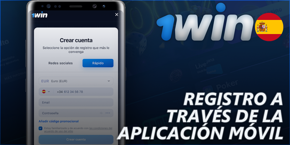 Registro en la aplicación móvil 1Win